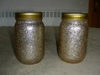 2 glazen potten goud glitter, dient als decoratie, je kan er, Versiering, Ophalen of Verzenden, Zo goed als nieuw