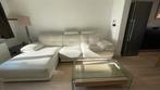 Comfortabele witte lederen hoeksalon, Huis en Inrichting, Ophalen, Zo goed als nieuw, Leer