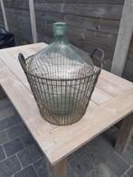 Dame Jeanne met mand in ijzer in perfecte staat, Tuin en Terras, Ophalen, Zo goed als nieuw