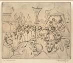 C. de Wolff ets "Maskerparade/'t Zottenhuis", genummerd 5/10, Antiek en Kunst, Kunst | Etsen en Gravures, Ophalen