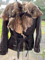 Lederen jas met pelsen kraag, Brun, Taille 38/40 (M), Porté, Enlèvement ou Envoi