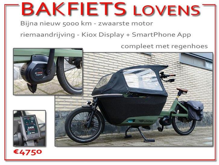 BAKFIETS _ Lovens, Vélos & Vélomoteurs, Vélos | Vélos avec bac, Comme neuf, Autres marques, 2 enfants, Électrique, Bâche, Enlèvement