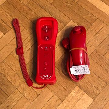 Nintendo Wii Controller Motion Plus Inside + Nunchuck Rood beschikbaar voor biedingen
