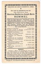 Priester. Rommel Henricus. ° Rumbeke 1847 † Brugge 1915, Bidprentje, Ophalen of Verzenden
