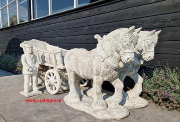 Compleet set , 2 boerenpaarden + wagen + boer beschikbaar voor biedingen