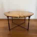 Vintage Salontafel Rond Onyx Marmer Messing Onderstel, Ophalen, Overige materialen, 50 tot 100 cm, Rond