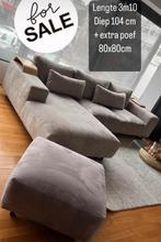 Hoeksalon + bijhorende poef!! Kleur grijs, Ophalen, Gebruikt