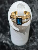 Gouden ring 18kr donkere blouwe saffier, Handtassen en Accessoires, Ringen, Ophalen of Verzenden