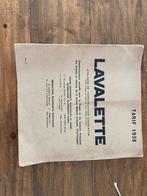 Carnet de pièces Lavalette et liste de prix 1938, Enlèvement ou Envoi