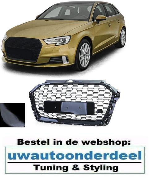 Sport Grill Hoogglans Zwart Honingraat Passend Audi A3 8V RS, Auto diversen, Tuning en Styling, Verzenden