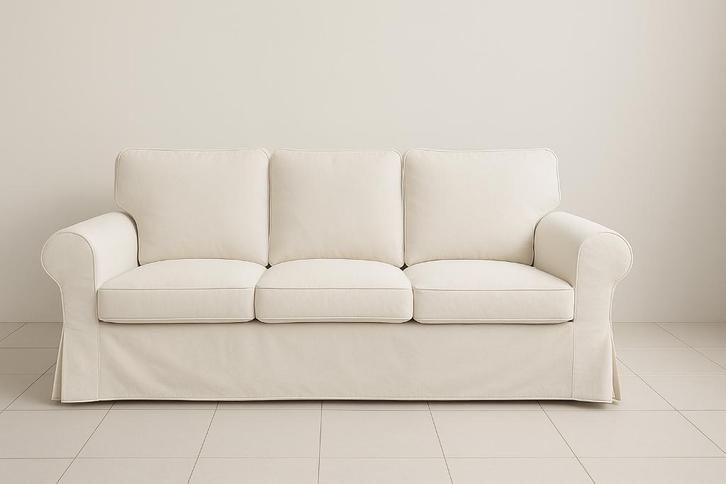 Ecru driezit zetel in goede staat – met 2 afneembare hoezen, Huis en Inrichting, Zetels | Zetels, Zo goed als nieuw, Rechte bank