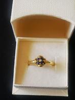 18k Gouden Ring met Diamant en Saffieren, Handtassen en Accessoires, Ringen, Goud, Goud, Gebruikt, 17 tot 18