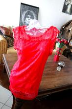 sfeervol fijn rood gedetailleerde mini-jurk, Kleding | Dames, Jurken, Gedragen, Maat 38/40 (M), Vintage, Ophalen of Verzenden
