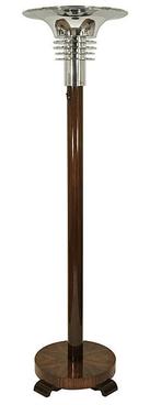 Spectaculaire Franse Art Deco chroom en houten vloerlamp., Antiek en Kunst, Ophalen of Verzenden