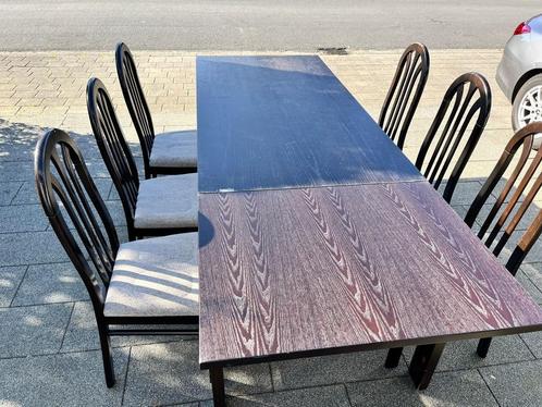 uitschuifbare eettafel met 6 stoelen, Huis en Inrichting, Complete eetkamers, Gebruikt, 6 tot 8 stoelen, Ophalen