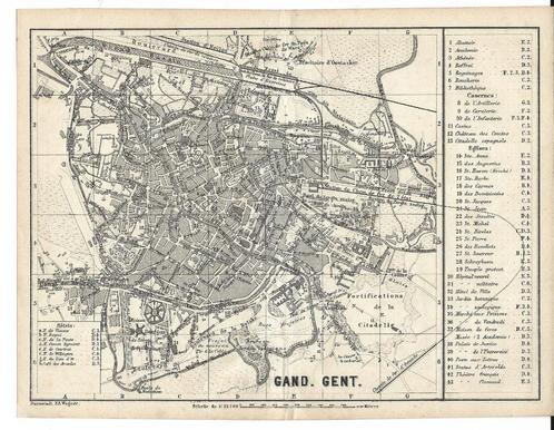 1873 - Gent stadsplan, Antiquités & Art, Art | Eaux-fortes & Gravures, Envoi