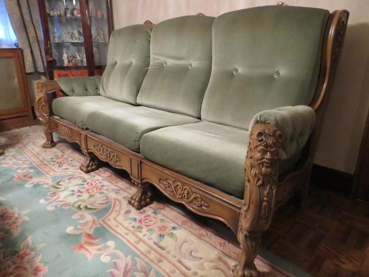 Antieke zetels en bijhorende salontafel, Huis en Inrichting, Zetels | Zetels, Hout, Ophalen