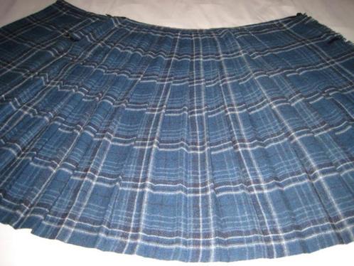 Geruite damesrok met plooien -  vintage ’80 - blauw, Kleding | Dames, Rokken, Zo goed als nieuw, Maat 42/44 (L), Blauw, Knielengte