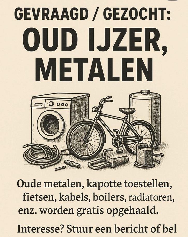 Gevraagd / Gezocht: Oud ijzer, metalen, Doe-het-zelf en Bouw, Metalen, Ophalen