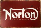 Metalen NORTON MOTORCYCLES vintage look wandplaat - 20x30cm, Ophalen of Verzenden, Nieuw, Reclamebord