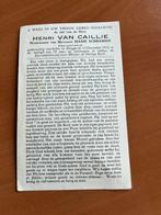 H.Van Caillie  Brugge ? 1879 + Brugge 1953-Ere -Notaris, Carte de condoléances, Envoi