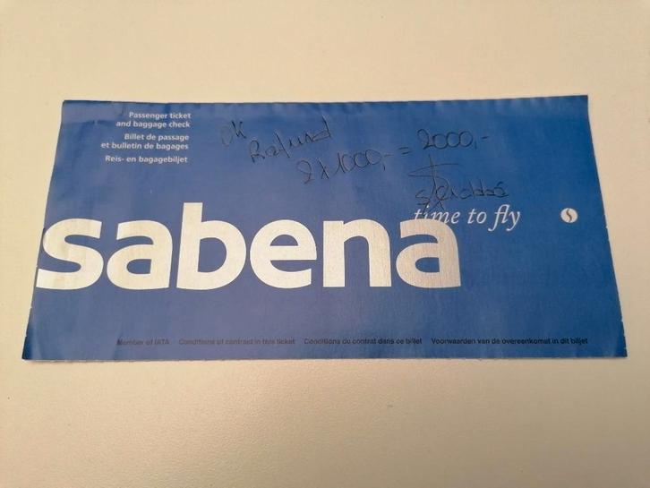 Sabena Sobelair Ticket Flight Coupon #03-082.2450809980 1998, Verzamelen, Sabenasouvenirs, Gebruikt, Ophalen of Verzenden