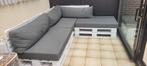 Stevige europallet-hoeksalon met kussens, Ophalen, Zo goed als nieuw, Loungeset, Bank