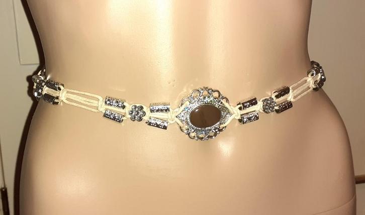 riem vintage met katoog en aurora borealis kristallen, Kleding | Dames, Riemen en Ceinturen, Nieuw, Heupriem, 100 cm of meer, 3 tot 5 cm