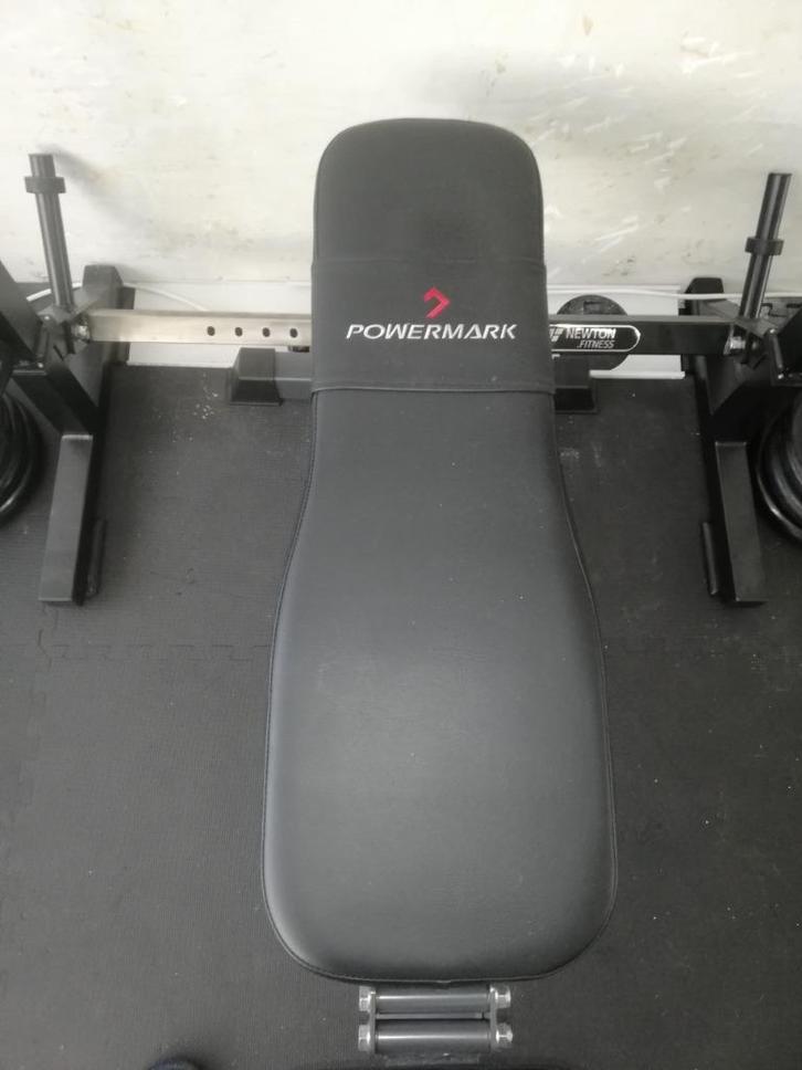 HALTERBANK MET BICEPS- EN BEENCURL, Sport en Fitness, Fitnessmaterialen, Zo goed als nieuw, Fitnessbank, Armen, Benen, Borst, Buik