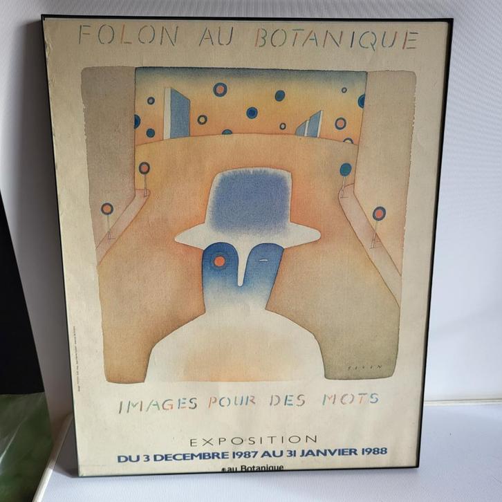 FOLON – Affiche – 1987 – expo Folon au Botanique, Antiek en Kunst, Kunst | Litho's en Zeefdrukken, Ophalen