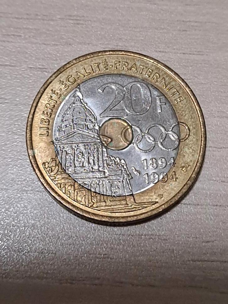 20 Franse frank 1894-1994 Pierre de Coubertin, Postzegels en Munten, Munten | Europa | Euromunten, Ophalen of Verzenden