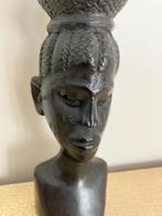 Afrikaans beeldje vrouwenbuste - massief hout., Antiek en Kunst, Ophalen of Verzenden