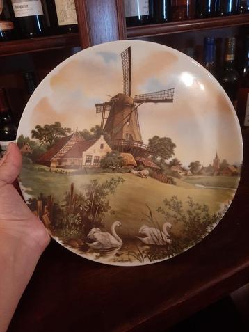 Vintage wandbord Royal Schwabap – Hollands landschap beschikbaar voor biedingen