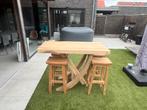 Boomstam Bar Tafel en krukken zonder leuning, Tuin en Terras, Ophalen, Zo goed als nieuw
