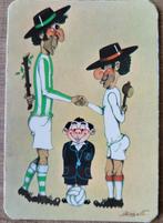 Oude kalenderkaart 1975 - thema voetbal (karikatuur), Verzamelen, Gebruikt, Ophalen of Verzenden, Prent, Overige onderwerpen