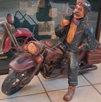 Motorijder houtsnijwerk  en hangkast met glas (mancave)🥳)💥, Antiek en Kunst, Kunst | Beelden en Houtsnijwerken, Ophalen