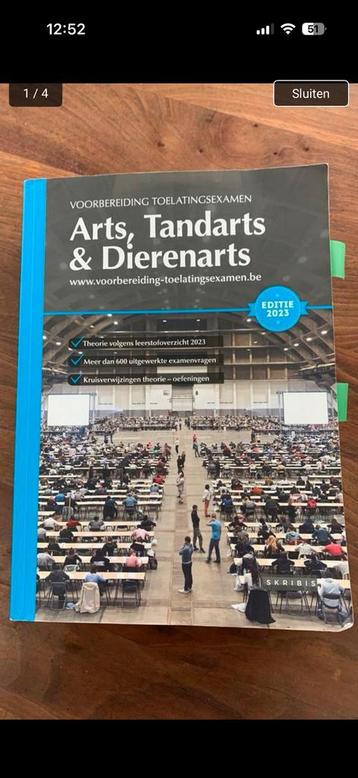 Cursus toelatingsexamen arts, tandarts, dierenarts beschikbaar voor biedingen