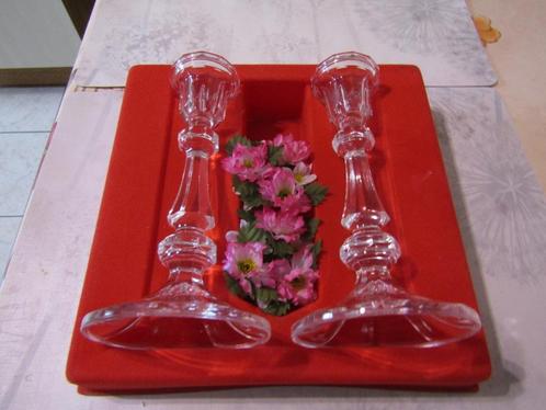 2 KRISTALLEN  KANDELAARS ., Antiek en Kunst, Antiek | Glaswerk en Kristal, Ophalen
