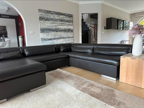 Mooie zithoek Divani, bruin, leder, modern, Huis en Inrichting, Zetels | Complete zithoeken, Gebruikt, Leer, Ophalen