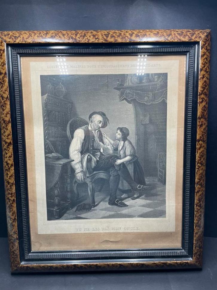 19e-eeuwse lithografie naarhet schilderij vanHenri De Coene, Antiek en Kunst, Kunst | Schilderijen | Klassiek, Ophalen
