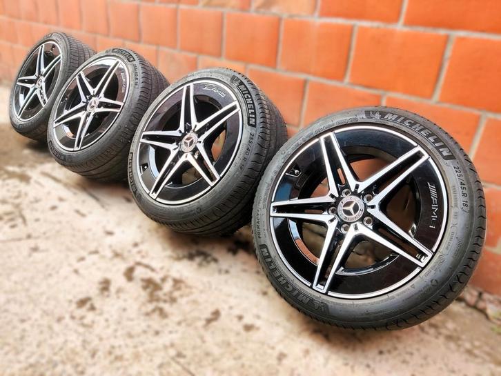 18” originele Mercedes C W206 AMG velgen + banden breedset, Auto-onderdelen, Banden en Velgen, Banden en Velgen, Zomerbanden, 18 inch
