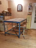 Grande Table Industrielle d’Atelier - Vintage - Métal & Bois, Enlèvement ou Envoi, Maison et Meubles