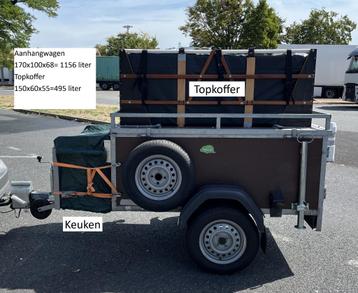 Kampeer (bagage) aanhangwagen met keuken en topkoffer beschikbaar voor biedingen
