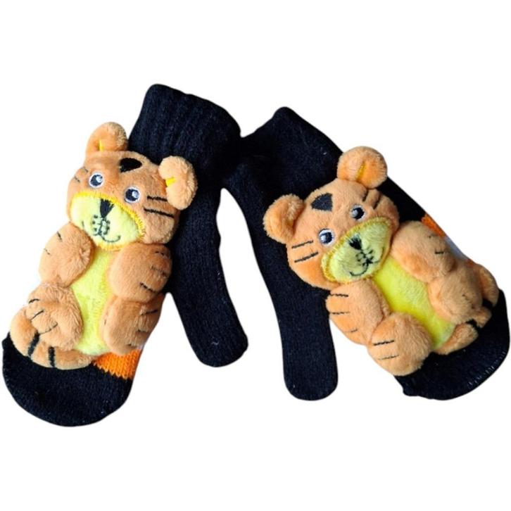 Kinder wanten met knuffeltje zwart oranje vanaf 3 jaar, Kinderen en Baby's, Kinderkleding | Mutsen, Sjaals en Handschoenen, Nieuw