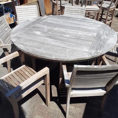 Tuinset teak  met 6 stoelen, Tuin en Terras, Tuinsets en Loungesets, Zo goed als nieuw, Tuinset, Ophalen