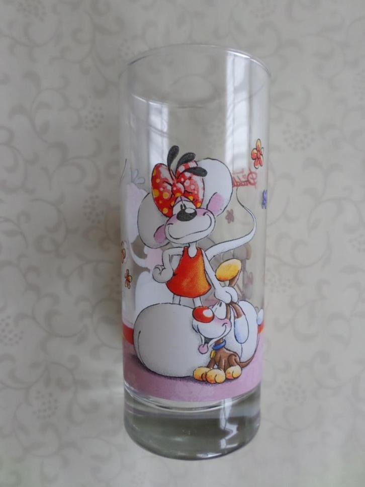 Diddl glas 20 cl Diddlina Pimboli bloemen, Verzamelen, Diddl, Gebruikt, Overige typen, Diddl, Ophalen of Verzenden