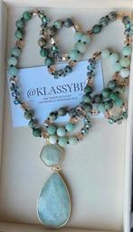 Collier en pierre, Handtassen en Accessoires, Kettingen, Verzenden, Nieuw, Groen, Steen of Mineraal