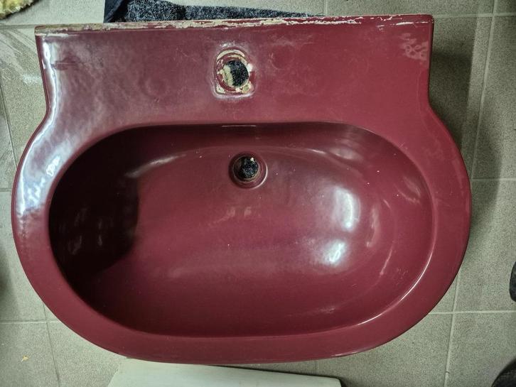 vintage bordeaux lavabo, Huis en Inrichting, Badkamer | Badkamermeubels, Gebruikt, Wasbak of Wastafel, Minder dan 100 cm, Minder dan 50 cm