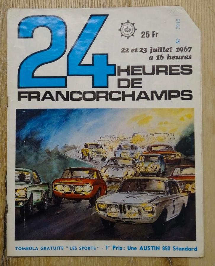 Programme des 24 heures de Francorchamps 1967, Collections, Marques automobiles, Motos & Formules 1, Utilisé, Voitures, Enlèvement ou Envoi