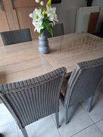 8 chaises en rotin gris avec coussins, Maison & Meubles, Enlèvement, Comme neuf